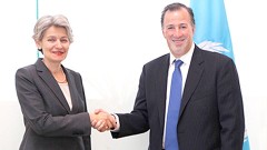 Está en México, Irina Bokova, directora general de la Unesco, a quien recibió nuestro canciller, José Antonio Meade Kuribeña.