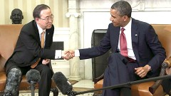 El presidente de los Estados Unidos de América, Barack Obama, se reunió con el secretario general de la ONU, Ban Ki moon.