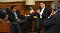 El presidente Enrique Peña Nieto dialogó ayer en la residencia oficial de Los Pinos con el profesor Alberto Patishtán Gómez, quien fue indultado el pasado 31 de octubre por el primer mandatario.