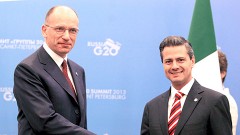 Enrico Letta, presidente del Consejo de Ministros italiano, y el mandatario mexicano, Enrique Peña Nieto, durante su encuentro en San Petersburgo, Rusia, en el marco de la reunión del G-20.
