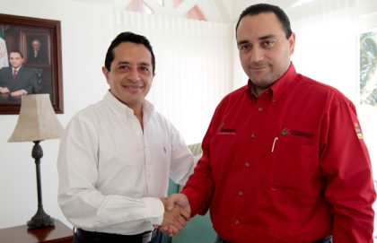 El gobernador Roberto Borge Angulo sostuvo un cordial primer encuentro con Carlos Joaquín González, virtual ganador de la elección para gobernador del Estado.